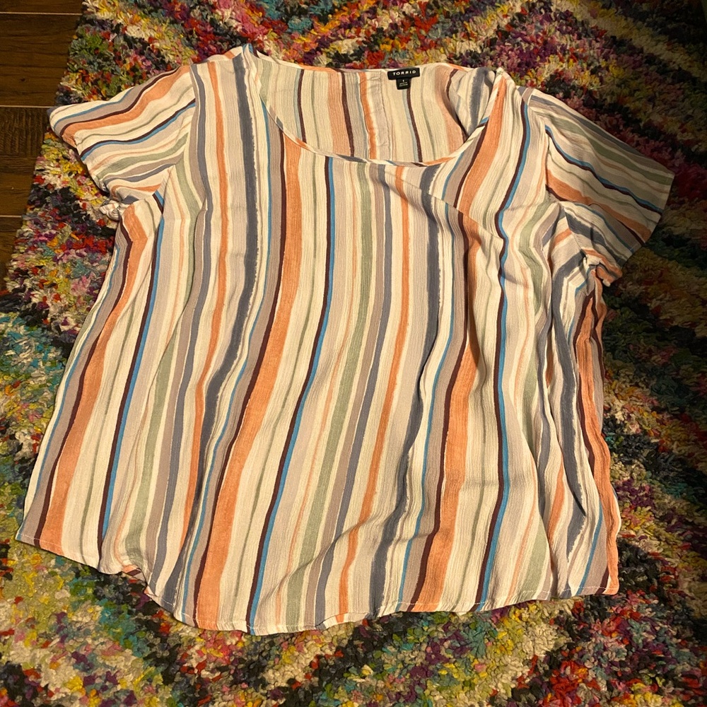 Torrid size 1 striped shirt with back button down detail